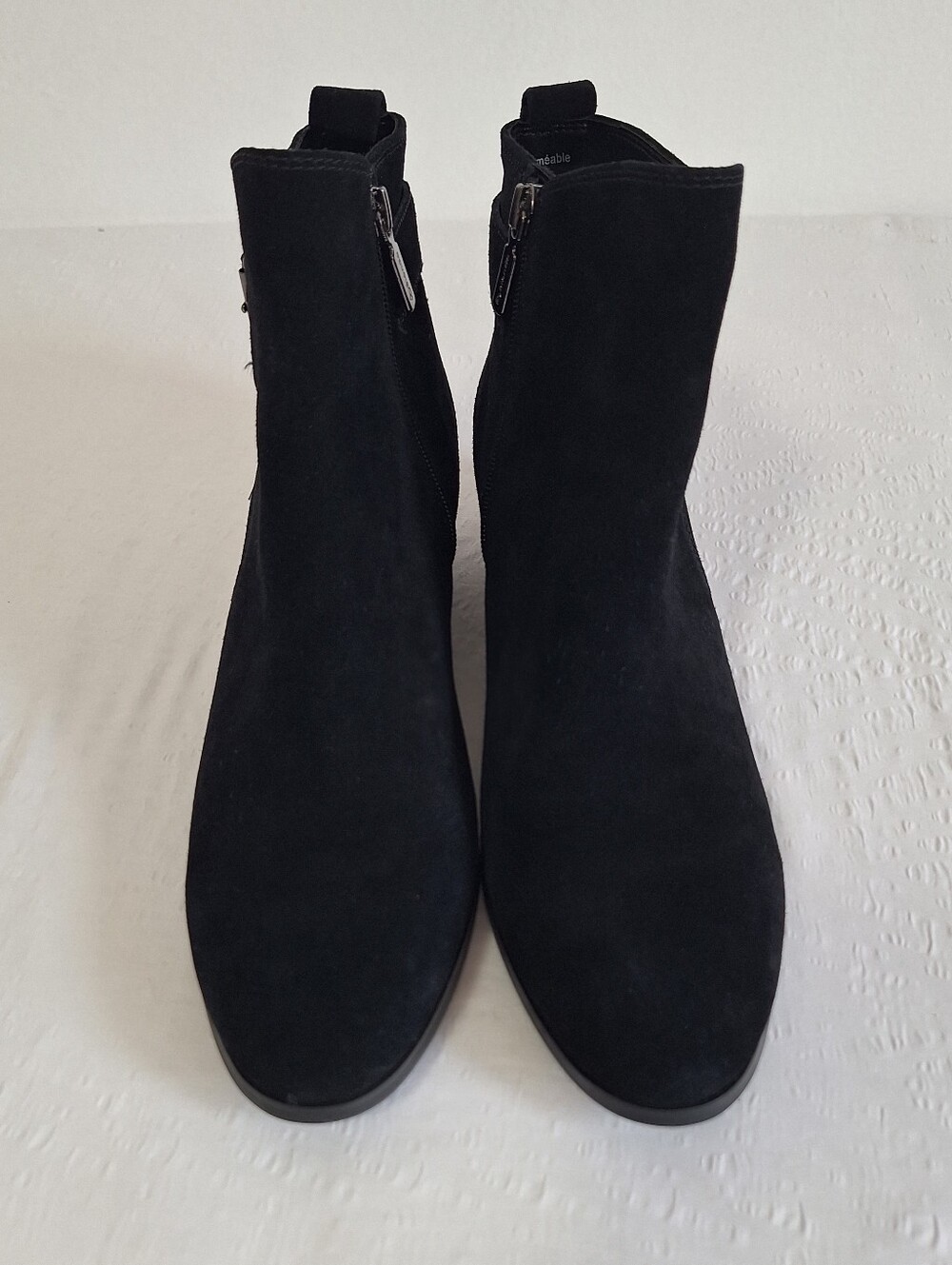 NWTO Blomdo Water Proof Nordstrom Black Suede Ankle Booties with Side Zip Detail